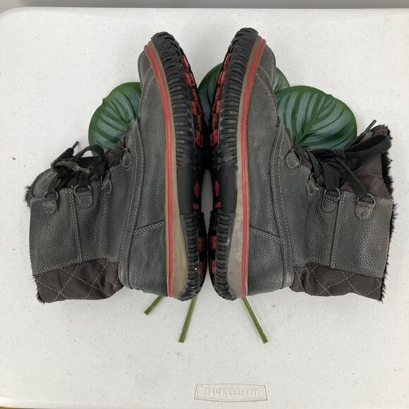 Pajar Canada Black Red Leather Faux Fur Lined Lace Up Waterproof Duck Snow Boots - Picture 7 of 10